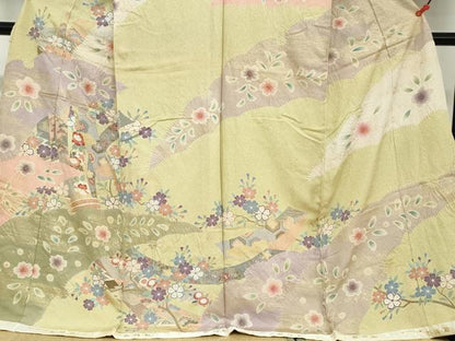 平和屋着物●訪問着　熨斗草花文　金彩　仮絵羽　正絹　逸品　未使用　DABC2953ud