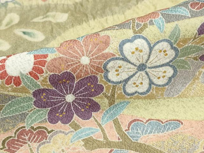 平和屋着物●訪問着　熨斗草花文　金彩　仮絵羽　正絹　逸品　未使用　DABC2953ud