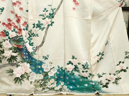 平和屋着物●豪華振袖　孔雀草花文　金彩　仮絵羽　逸品　未使用　DABC2954ud
