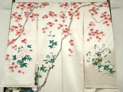 平和屋着物●豪華振袖　孔雀草花文　金彩　仮絵羽　逸品　未使用　DABC2954ud