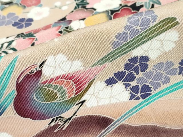 平和屋着物●豪華黒留袖　立波花鳥文　仮絵羽　正絹　逸品　未使用　DABC2955ud