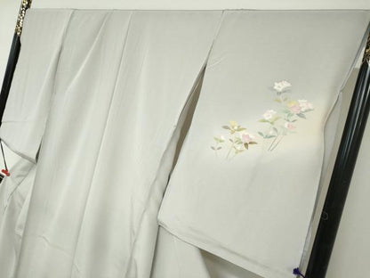 平和屋着物●訪問着　友禅　作家物　草花文　暈し染め　仮絵羽　正絹　逸品　未使用　DABC2956ud