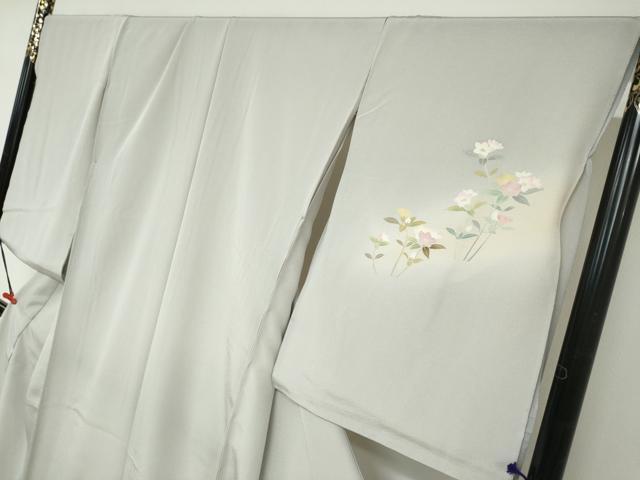 平和屋着物●訪問着　友禅　作家物　草花文　暈し染め　仮絵羽　正絹　逸品　未使用　DABC2956ud