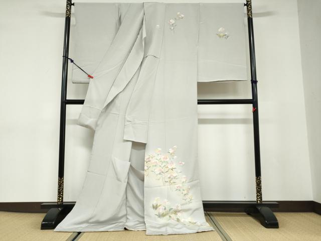 平和屋着物●訪問着　友禅　作家物　草花文　暈し染め　仮絵羽　正絹　逸品　未使用　DABC2956ud