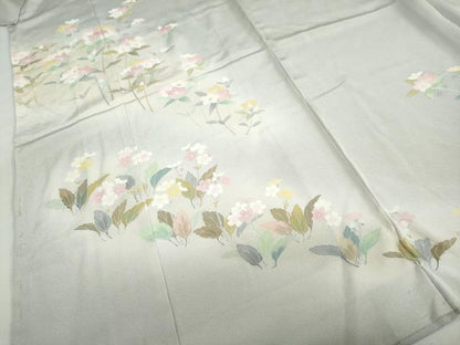 平和屋着物●訪問着　友禅　作家物　草花文　暈し染め　仮絵羽　正絹　逸品　未使用　DABC2956ud