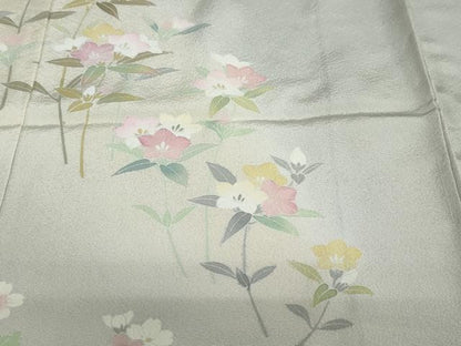平和屋着物●訪問着　友禅　作家物　草花文　暈し染め　仮絵羽　正絹　逸品　未使用　DABC2956ud