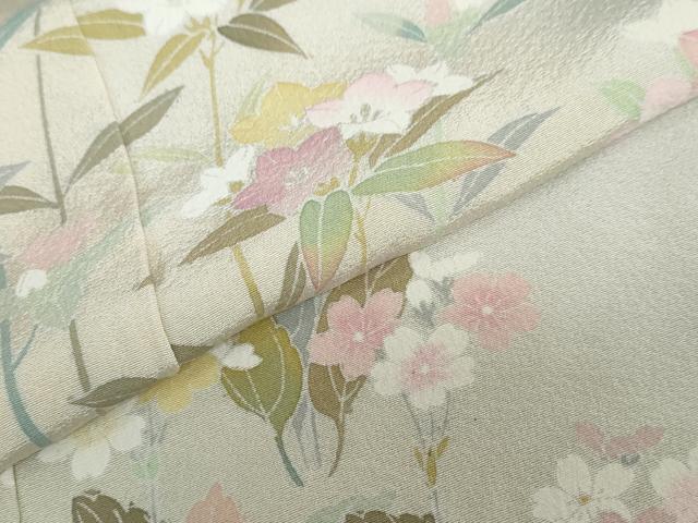 平和屋着物●訪問着　友禅　作家物　草花文　暈し染め　仮絵羽　正絹　逸品　未使用　DABC2956ud
