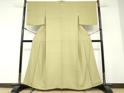 平和屋着物●上質な色無地　霞地紋　根岸色　正絹　逸品　DABC2961ud