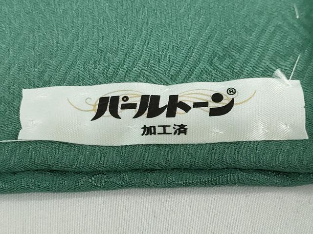 平和屋着物●上質な色無地　草花籬地紋　緑青色　正絹　逸品　未使用　DABC2962ud