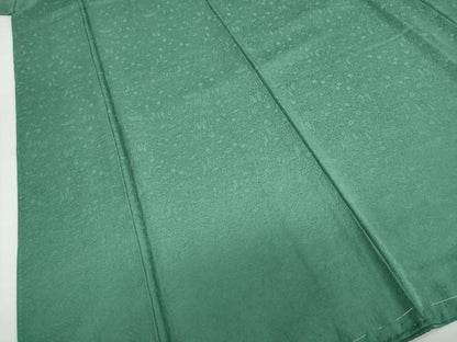 平和屋着物●上質な色無地　草花籬地紋　緑青色　正絹　逸品　未使用　DABC2962ud