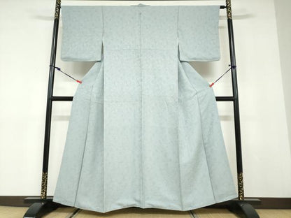 平和屋着物●上質な色無地　枝葉地紋　水浅葱色　正絹　逸品　DABC2963ud