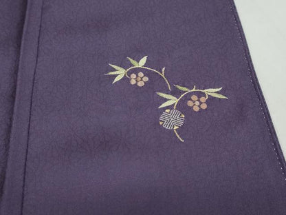 平和屋着物●上質な色無地　草花地紋　深紫色　正絹　逸品　DABC2966ud