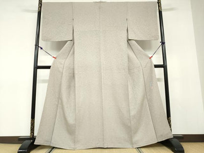 平和屋着物●上質な色無地　作家物　霞地紋　亜麻色　正絹　逸品　DABC2967ud