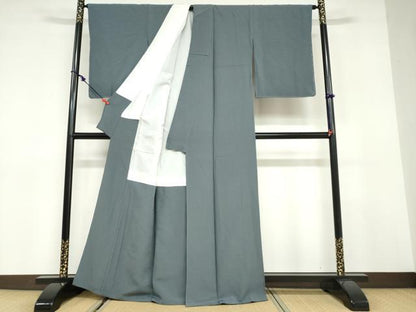 平和屋着物●上質な色無地　錆鼠色　正絹　逸品　DABC2968ud