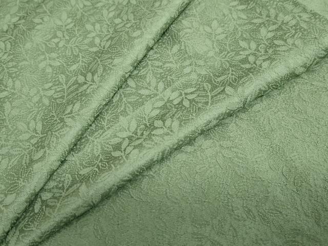 平和屋着物●上質な色無地　枝葉地紋　松葉色　正絹　逸品　未使用　DABC2971ud