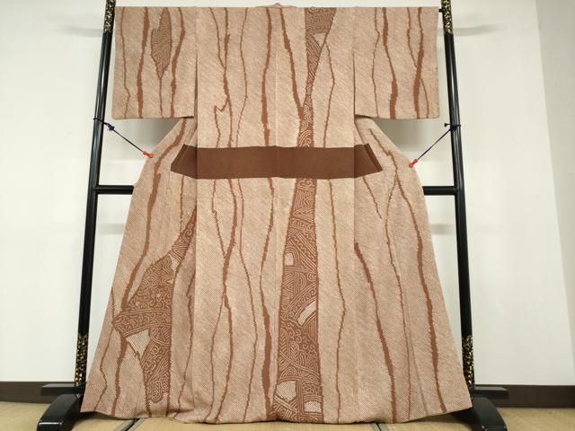 平和屋着物●訪問着　絞り　草花文　正絹　逸品　DABC2972ud