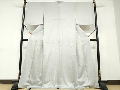 平和屋着物●上質な色無地　紗綾型地紋　銀鼠色　正絹　逸品　DABC2976ud