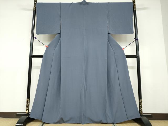 平和屋着物●上質な色無地　紺藍色　正絹　逸品　DABC2977ud