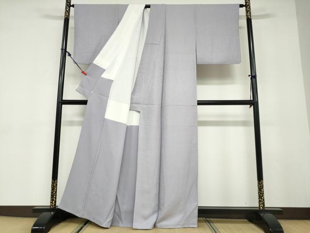 平和屋着物●上質な色無地　干割れ地紋　暁鼠色　正絹　逸品　DABC2979ud