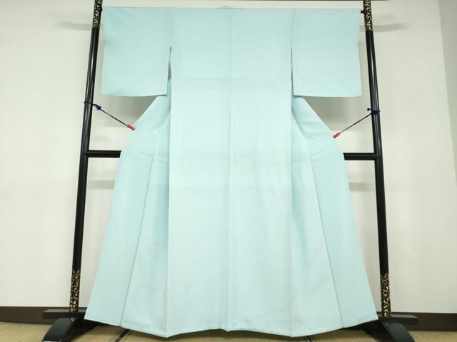 平和屋着物○上質な色無地 市松地紋 空色 ロング丈 正絹 逸品 CAAW8409yc