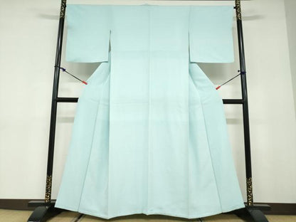 平和屋着物●上質な色無地　水色　正絹　逸品　DABC2980ud