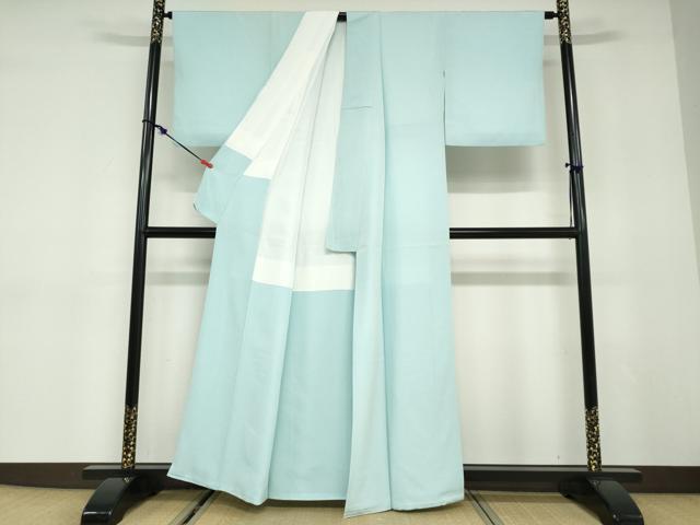 平和屋着物●上質な色無地　水色　正絹　逸品　DABC2980ud