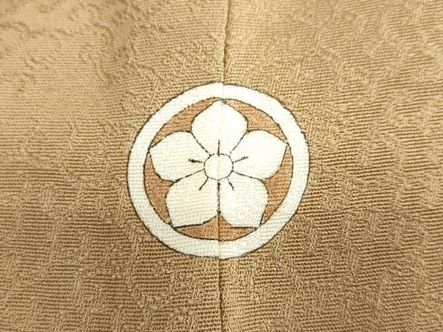平和屋着物●上質な色無地　花唐草地紋　黄橡色　正絹　逸品　DABC2981ud