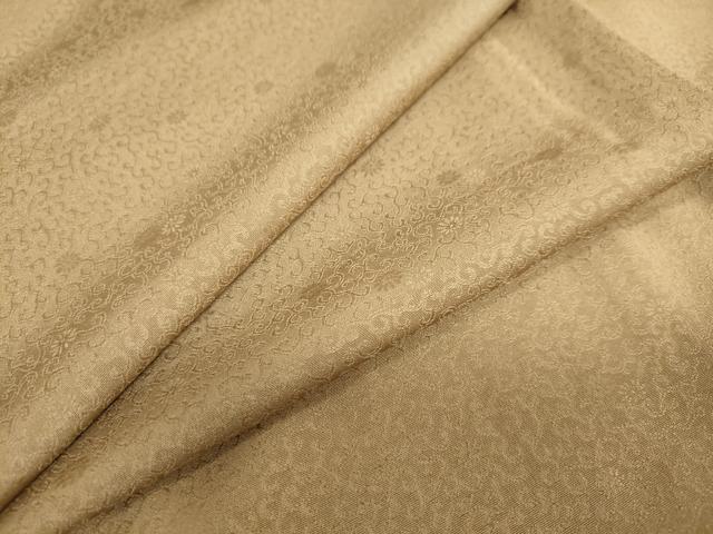 平和屋着物●上質な色無地　花唐草地紋　黄橡色　正絹　逸品　DABC2981ud