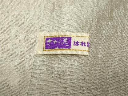 平和屋着物●上質な色無地　作家物　花色恵　草花地紋　利休白茶色　さが美扱い　証紙付き　正絹　逸品　DABC2982ud
