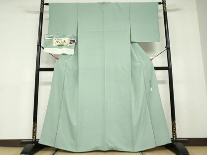 平和屋着物●本加賀友禅作家　押田正義監修　色無地　若竹色　証紙付き　正絹　逸品　DABC2984ud