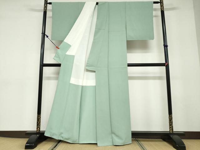 平和屋着物●本加賀友禅作家　押田正義監修　色無地　若竹色　証紙付き　正絹　逸品　DABC2984ud