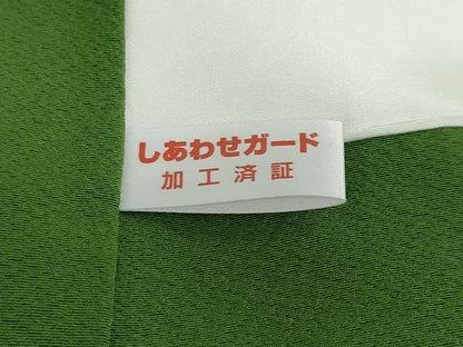 平和屋着物●上質な色無地　作家物　苔色　正絹　逸品　DABC2985ud