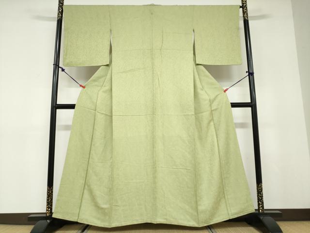 平和屋着物○上質な色無地 南天地紋 抹茶色 正絹 逸品 DABC2986ud