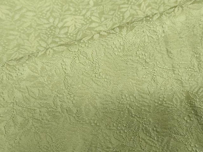 平和屋着物●上質な色無地　南天地紋　抹茶色　正絹　逸品　DABC2986ud