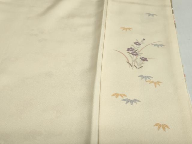 平和屋着物●訪問着　駒刺繍　扇面草花文　暈し染め　金銀彩　正絹　逸品　DABC2988ud