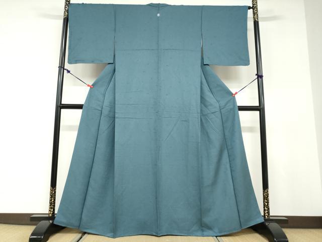 平和屋着物●上質な色無地　草花地紋　鉄御納戸色　正絹　逸品　未使用　DABC2989ud