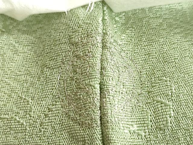 平和屋着物●上質な色無地　草花地紋　草色　やまと誂製　正絹　逸品　未使用　DABC2990ud 平和屋着物○上質な色無地 草花地紋 草色 やまと誂製 正絹 逸品