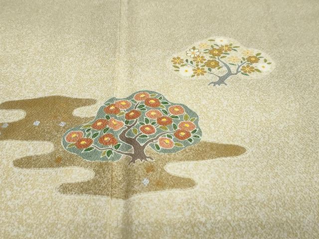 平和屋着物●京友禅の第一人者　松井青々　色留袖　エ霞草花文　金銀彩　正絹　逸品　DABC2991ud 平和屋着物○京友禅の第一人者 松井青々 色留袖 エ