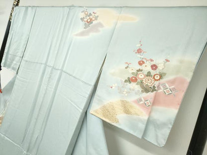 平和屋着物●創業460年・千總　訪問着　駒刺繍　流水草花籬文　金彩　正絹　逸品　未使用　DABC2992ud