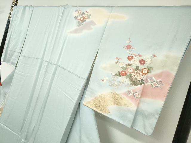 平和屋着物●創業460年・千總　訪問着　駒刺繍　流水草花籬文　金彩　正絹　逸品　未使用　DABC2992ud