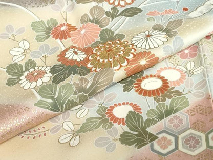 平和屋着物●創業460年・千總　訪問着　駒刺繍　流水草花籬文　金彩　正絹　逸品　未使用　DABC2992ud