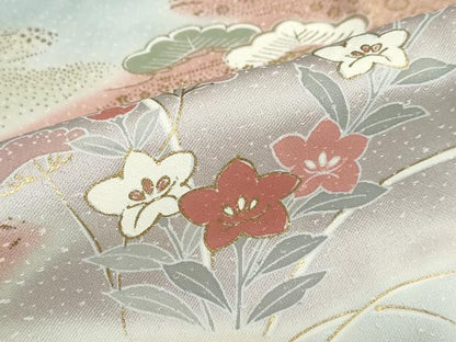 平和屋着物●創業460年・千總　訪問着　駒刺繍　流水草花籬文　金彩　正絹　逸品　未使用　DABC2992ud