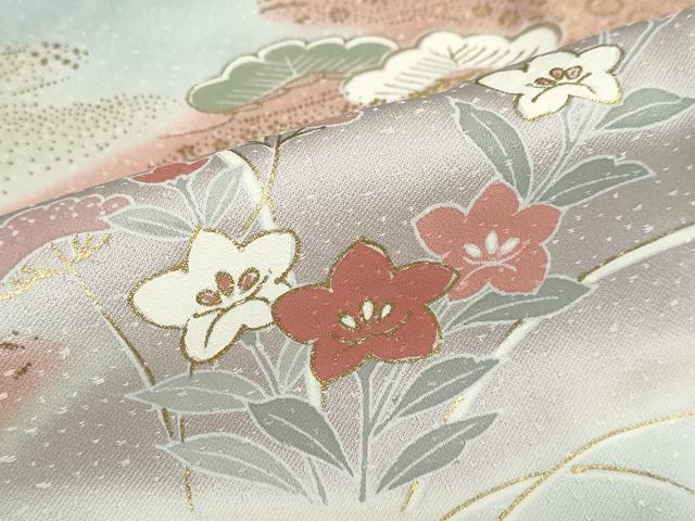 平和屋着物●創業460年・千總　訪問着　駒刺繍　流水草花籬文　金彩　正絹　逸品　未使用　DABC2992ud