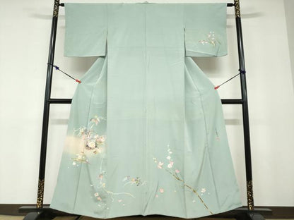 平和屋着物●京加賀友禅　百貫石峰　訪問着　草花文　暈し染め　正絹　逸品　DABC2995ud