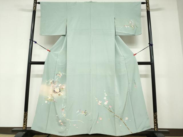 平和屋着物●京加賀友禅　百貫石峰　訪問着　草花文　暈し染め　正絹　逸品　DABC2995ud