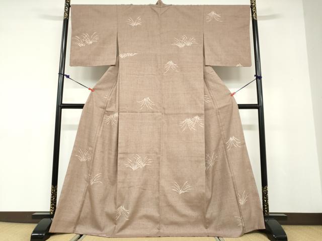 平和屋着物●上質な紬　草葉文　高島屋扱い　正絹　逸品　DABC2996ud