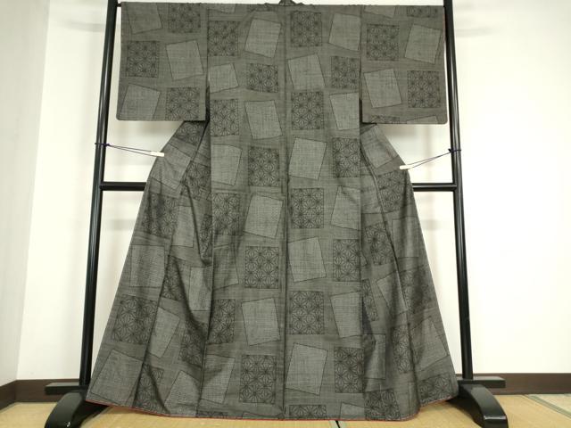 平和屋着物●本場大島紬　7マルキ　麻の葉文　証紙付き　正絹　逸品　未使用　DABC3005az