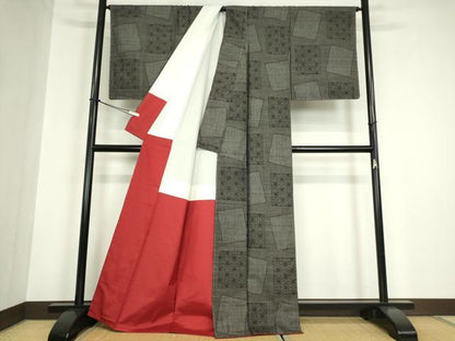 平和屋着物●本場大島紬　7マルキ　麻の葉文　証紙付き　正絹　逸品　未使用　DABC3005az
