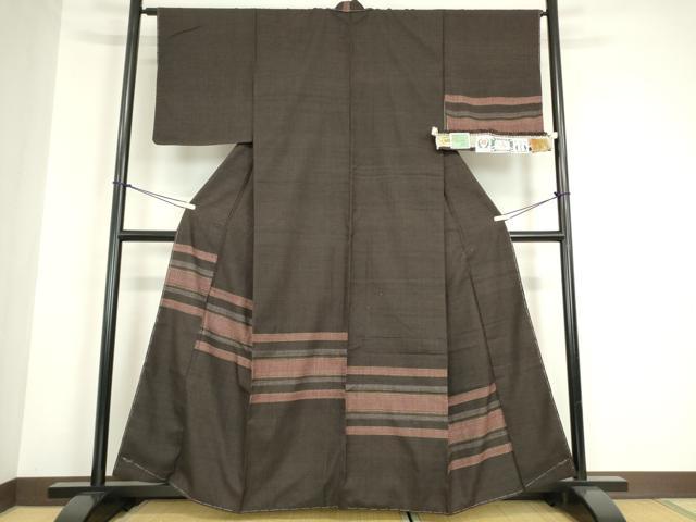 平和屋着物●本場結城紬　重要無形文化財　訪問着　横段文　100亀甲　阪急百貨扱い　証紙付き　正絹　逸品　未使用　DABC3006az