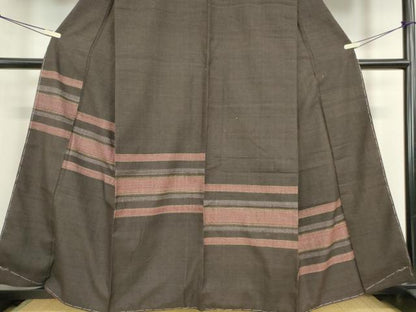 平和屋着物●本場結城紬　重要無形文化財　訪問着　横段文　100亀甲　阪急百貨扱い　証紙付き　正絹　逸品　未使用　DABC3006az